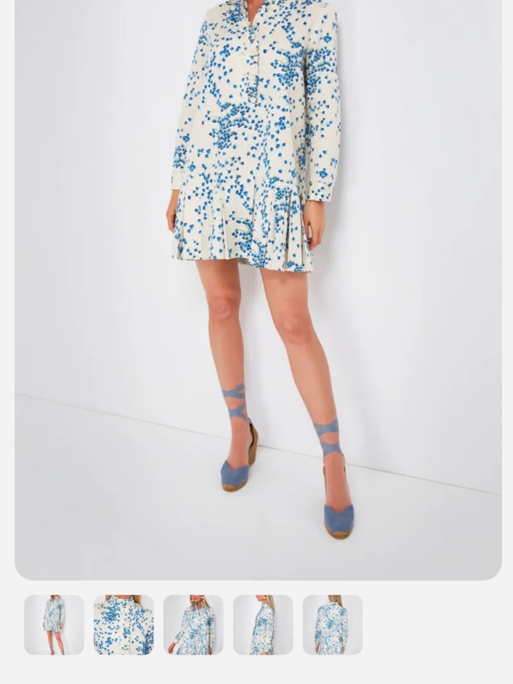 Tuckernuck Cream Mini Dress with Blue Floral Print - Picture 3 of 4